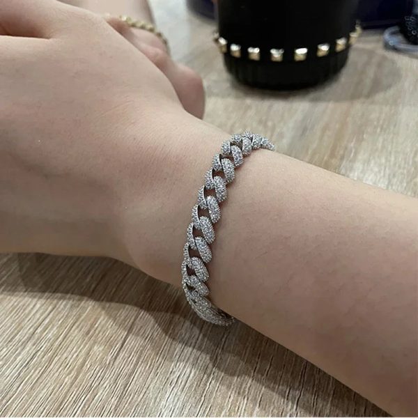 JEWEPISODE 100% 925 Sterling Silver Hip Hop Sparkling Full High Carbon Diamond Charm Cuban Bracelets for Women Men Party Jewelry - Image 5