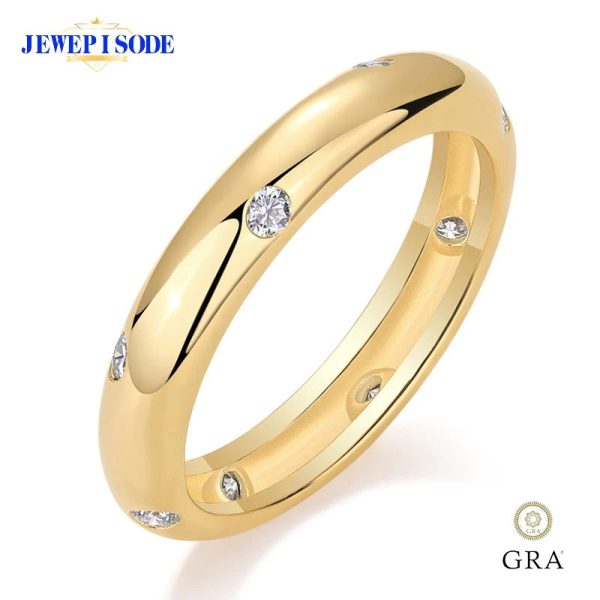 JEWEPISODE 18k Gold Plated 925 Sliver 2mm 4mm Moissanite Ring for Women Men Vintage Engagement Wedding Bands Finger Fine Jewelry - Image 4