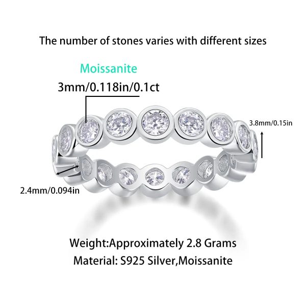 JEWEPISODE 3MM Full Circle Row Moissanite Diamond Ring for Women S925 Sterling Silver Wedding Fine Jewelry Pass Diamond Test - Image 2