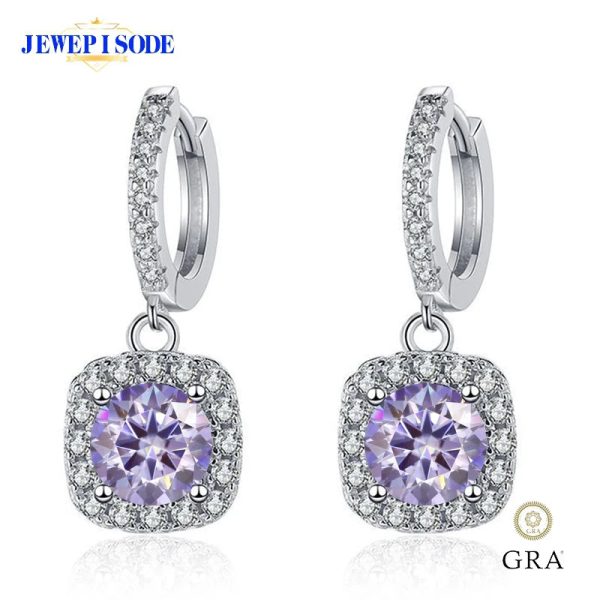 JEWEPISODE D Color Moissanite Earrings 925 Sterling Sliver Plated 18k White Gold Earring for Women Wedding Party Fine Jewelry