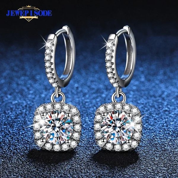 JEWEPISODE D Color Moissanite Earrings 925 Sterling Sliver Plated 18k White Gold Earring for Women Wedding Party Fine Jewelry - Image 3