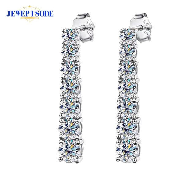 JEWEPISODE S925 Sterling Sliver Plated 18k White Gold D Color Moissanite Drop Earrings for Woman Wedding Ear Jewelry with GRA