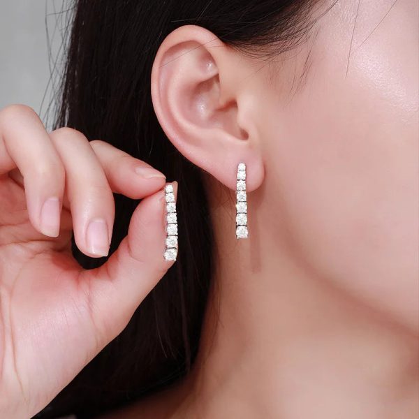 JEWEPISODE S925 Sterling Sliver Plated 18k White Gold D Color Moissanite Drop Earrings for Woman Wedding Ear Jewelry with GRA - Image 5