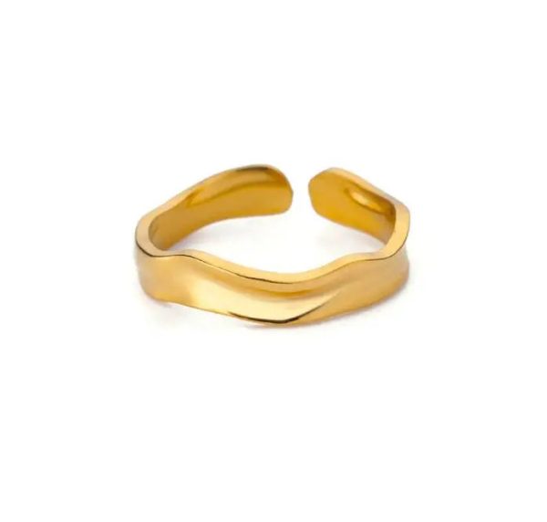 Minimalist Texture Stainless Steel Geometric Rings For Women Gold Color Opening Couple Ring Aesthetic Wedding Christmas Jewelry - Image 29