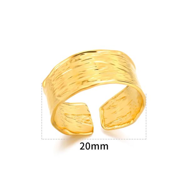 Minimalist Texture Stainless Steel Geometric Rings For Women Gold Color Opening Couple Ring Aesthetic Wedding Christmas Jewelry - Image 4