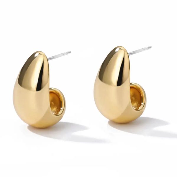 Vintage Chunky Dome Drop Earrings For Women Gold Plated Stainless Steel Thick Teardrop Earring Statement Wedding Jewelry Gift - Image 8