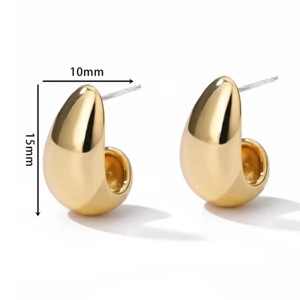 Vintage Chunky Dome Drop Earrings For Women Gold Plated Stainless Steel Thick Teardrop Earring Statement Wedding Jewelry Gift - Image 6